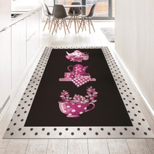 Viyana Home Dijital Baskılı Kaymaz Taban Yıkanabilir Mutfak Halısı Yolluk, V-Mutfak-01-Pembe,