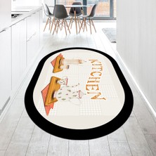 Viyana Home Dijital Baskılı Kaymaz Taban Yıkanabilir Oval Mutfak Halısı Yolluk, V-O-Mutfak-18-Krem,