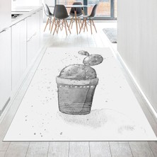 Viyana Home Dijital Baskılı Kaymaz Taban Yıkanabilir Mutfak Halısı Yolluk, V-Mutfak-20-Gri,