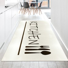 Viyana Home Dijital Baskılı Kaymaz Taban Yıkanabilir Mutfak Halısı Yolluk, V-Mutfak-49-Krem,