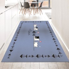 Viyana Home Dijital Baskılı Kaymaz Taban Yıkanabilir Mutfak Halısı Yolluk, V-Mutfak-10-Mavi,