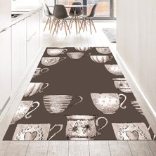 Viyana Home Dijital Baskılı Kaymaz Taban Yıkanabilir Mutfak Halısı Yolluk, V-Mutfak-26-Vizon,