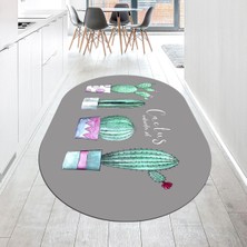 Viyana Home Dijital Baskılı Kaymaz Taban Yıkanabilir Oval Mutfak Halısı Yolluk, V-O-Mutfak-30-Gri,