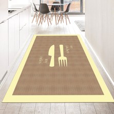 Viyana Home Dijital Baskılı Kaymaz Taban Yıkanabilir Mutfak Halısı Yolluk, V-Mutfak-09-Krem,