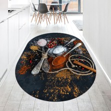 Viyana Home Dijital Baskılı Kaymaz Taban Yıkanabilir Oval Mutfak Halısı Yolluk, V-O-Mutfak-19-Renkli,