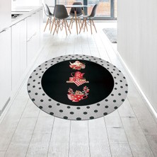Viyana Home Dijital Baskılı Kaymaz Taban Yıkanabilir Yuvarlak Mutfak Halısı Yolluk, V-Y-Mutfak-01-Antrasit,
