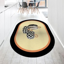 Viyana Home Dijital Baskılı Kaymaz Taban Yıkanabilir Oval Mutfak Halısı Yolluk, V-O-Mutfak-13-Krem,