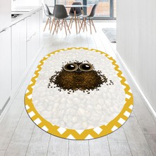 Viyana Home Dijital Baskılı Kaymaz Taban Yıkanabilir Oval Mutfak Halısı Yolluk, V-O-Mutfak-46-Turuncu,