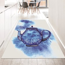 Viyana Home Dijital Baskılı Kaymaz Taban Yıkanabilir Mutfak Halısı Yolluk, V-Mutfak-23-Mavi,