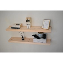 Yggdrasil Home Decor Dekoratif Doğal Ahşap  2’li  Takım  40x20x4 cm (Gizli Aparatlı Raf)