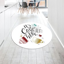 Viyana Home Dijital Baskılı Kaymaz Taban Yıkanabilir Yuvarlak Mutfak Halısı Yolluk, V-Y-Mutfak-44-Beyaz,