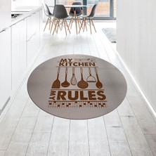 Viyana Home Dijital Baskılı Kaymaz Taban Yıkanabilir Yuvarlak Mutfak Halısı Yolluk, V-Y-Mutfak-47-Kahve,