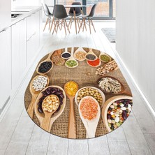 Viyana Home Dijital Baskılı Kaymaz Taban Yıkanabilir Oval Mutfak Halısı Yolluk, V-O-Mutfak-29-Renkli,