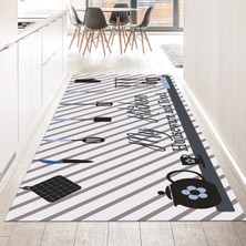 Viyana Home Dijital Baskılı Kaymaz Taban Yıkanabilir Mutfak Halısı Yolluk, V-Mutfak-32-Mavi,