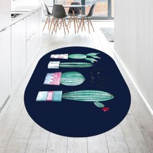 Viyana Home Dijital Baskılı Kaymaz Taban Yıkanabilir Oval Mutfak Halısı Yolluk, V-O-Mutfak-30-Beyaz,