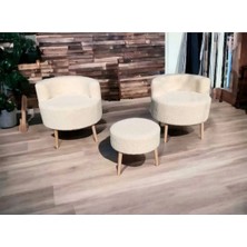 Çay Seti Ikili Koltuk Berjer ve Puf Takımı (Salon, Balkon, Ofis) 3 Lü Takım