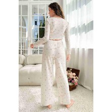 Suadela Giyim Özel Örme Kumaş Baskılı Uzun Kollu Pijama Takımı Çok Renkli
