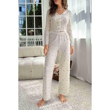 Suadela Giyim Özel Örme Kumaş Baskılı Uzun Kollu Pijama Takımı Çok Renkli