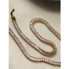Zülisch Su Yolu Çelik Kolye Zirkon Taşlı Gold