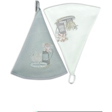 Pupilla Collection Bernini %100 Pamuk Nakışlı 70X70 2'li El Havlusu / Mutfak Havlusu - Vazo Tepsi Nakış