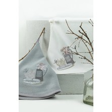 Pupilla Collection Bernini %100 Pamuk Nakışlı 70X70 2'li El Havlusu / Mutfak Havlusu - Vazo Tepsi Nakış