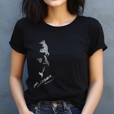 Crea Eymer Wear Atatürk Kristal Taş Baskılı Siyah Tişört