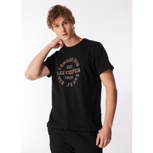Lee Cooper Camo Erkek %100 Pamuk O Yaka T-Shirt Siyah