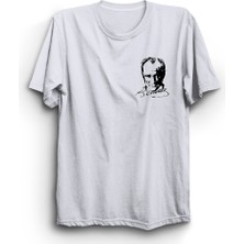 The Fame Mustafa Kemal Atatürk, Imzalı Portre Logo, Beyaz Baskılı, Pamuk Tişört