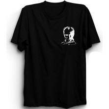 The Fame Mustafa Kemal Atatürk, Imzalı Portre Logo, Beyaz Baskılı, Pamuk Tişört