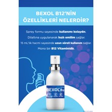 Bexol B12 Dilaltı Sprey, 15 ml B12 Vitamini Içeren Takviye Edici Gıda 2 Adet