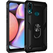 FUJİMAX Samsung Galaxy A10S Kılıf Yatay ve Dikey Kullanıma Özel Zırh Özelliki Yüzüklü Telefon Kılıfı