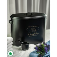 Lin Metal Bölmeli Metal Kapaklı Ölçekli Deterjanlık, Toz Deterjanlık Saklama, Banyo Düzenleyici, (Laundry Baskılı) LN1258