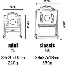 inibolan Yucama Coscelia 16L Fjallraven Kanken Yüksek Kapasite Sırt Sıradan Sırt Öğrenci Okul Sırt Çantası - Koyu Gri (Yurt Dışından)