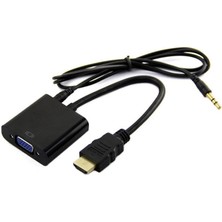 TezMax HDMI To VGA Çevirici Donma Takılma Yapmaz Dönüştürücü Kablo + Ses Kablosu Destekli