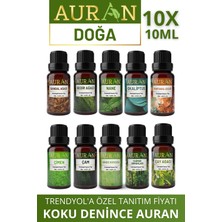 Auran Doğa Set Saf Esansiyel Uçucu Yağ Buhurdanlık Yağı Difüzör Esansı Aromaterapi Ortam 10x 10 ml