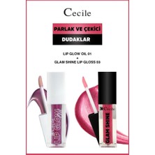 Cecile Glam Shine-Lip Oil Parlak Dudaklar Bakım ve Makyaj Seti 01-03