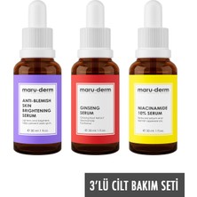 Maru.derm 3'lü Fırsat Serum Seti MRD502 - Niacinamide %10 Serum, Ginseng Serum, Leke Serumu