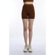 Polo State Kadın Slim Fit Allegro Kumaş Şort Kahverengi