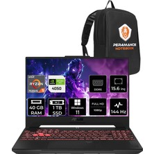 Asus Tuf Gaming A15 Amd Ryzen 5 7535HS 40GB 1tb SSD 4050/6GB 140W 15.6'' Fhd W11H Taşınabilir Bilgisayar LP158 & Per4 Çanta LP158P363