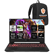 Asus Tuf Gaming F15 Intel Core I7 13620H 24GB 2tb SSD RTX4070/8GB 144Hz 15.6'' Fhd Fdos Taşınabilir Bilgisayar LP097 & Per4 Çanta LP097P314