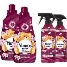 Yumoş Sprey Sakura 450 ml x2 + Yumoş Extra Çamaşır Yumuşatıcı Sakura 1440 ml x2