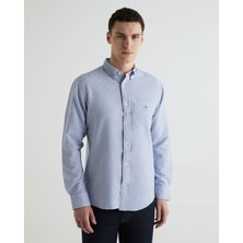 Gant Erkek Mavi Regular Fit Klasik Yaka Çizgili Gömlek 3824157T.407