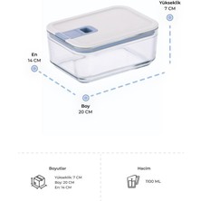 Neoflam Perfect Seal Dikdörtgen Cam Saklama Kabı Bej 1100ML