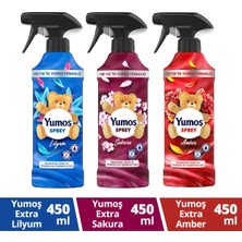 Yumoş Sprey Sakura 450 ml x1 + Yumoş Sprey Amber 450 ml x1 + Yumoş Sprey Lilyum 450 ml x1