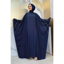 Bym Fashion Taş İşleme Detaylı Abayalı Elbise Takım 8500 Lacivert