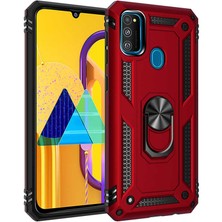 FUJİMAX Samsung Galaxy M30S Kılıf Yatay ve Dikey Kullanıma Özel Zırh Özelliki Yüzüklü Telefon Kılıfı