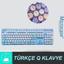 Microcase Mofii Ayıcık Desenli Kablosuz Renkli Yuvarlak Tuşlu Türkçe Klavye Mouse SET-AL4258