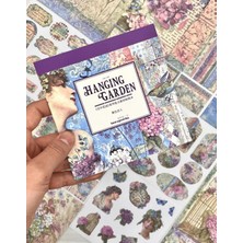 Kağıt Gemi Dükkan Hanging Garden Vintage Dönemi Çiçek Desenli 5 Yaprak Sticker ve 20 Yaprak Desenli Scrapbook Kağıt