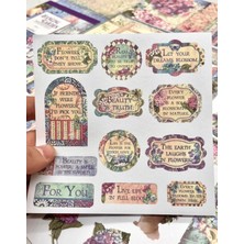 Kağıt Gemi Dükkan Hanging Garden Vintage Dönemi Çiçek Desenli 5 Yaprak Sticker ve 20 Yaprak Desenli Scrapbook Kağıt