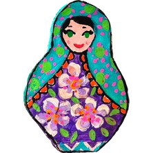 MiniQ's Bijuteri Miniq's Handmade Ahşap Köylü Güzeli Mavi Broş